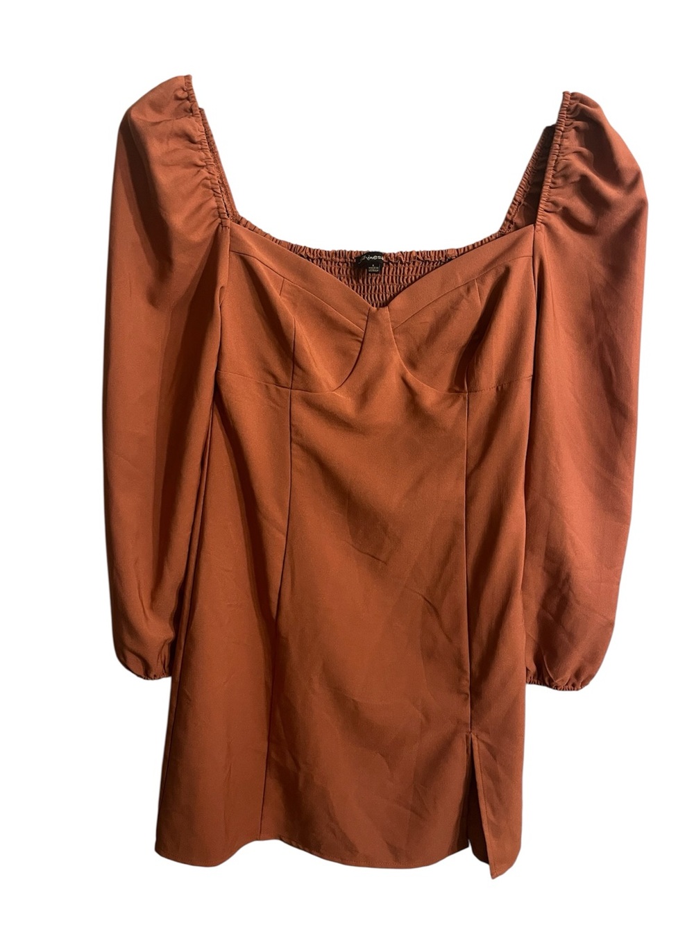Shinestar Burnt Orange Long Sleeve Dress